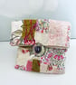 Pretty fabric pouch in pastel colours, make up purse