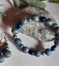 Handmade polymer clay dangly earrings in  blue, green and sienna mix   - Image 5