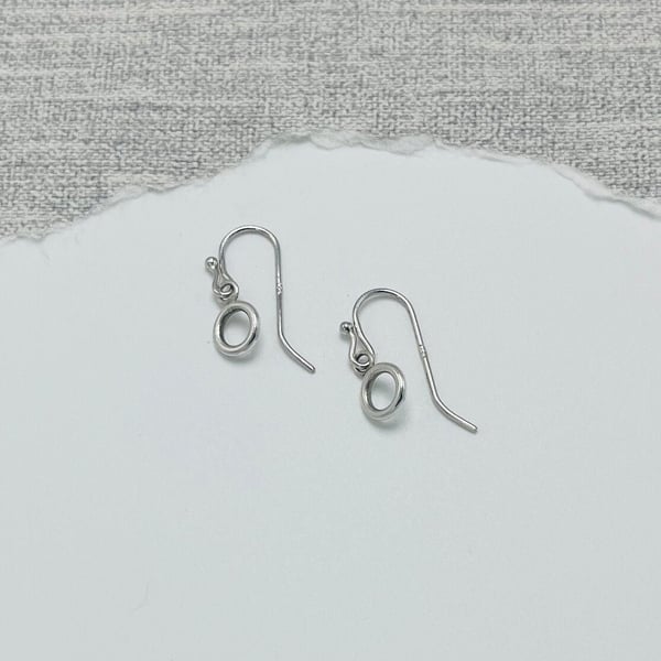 Textured Silver Circle Hook Earrings - Handmade