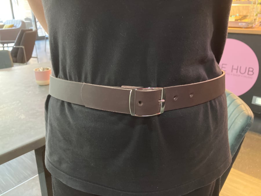 1.25" Width Brown Leather Belt - hole punched at 36 - 39 inches - FREE SHIPPING