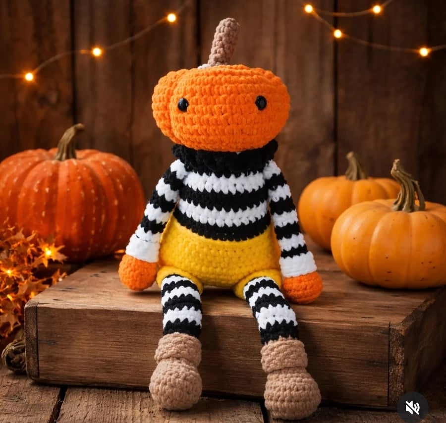 Jack Pumpkin Head Crochet Amigurumi 