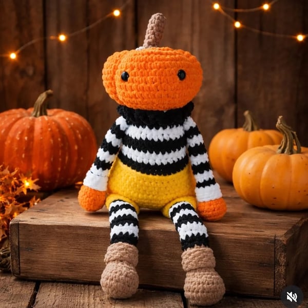 Jack Pumpkin Head Crochet Amigurumi 