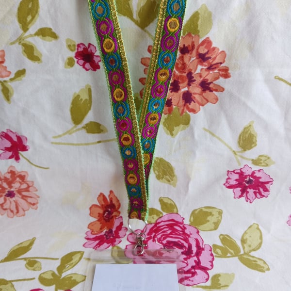 Multi Jewel Coloured Sparkly Lanyard ID Badge Key Holder Cord Strap