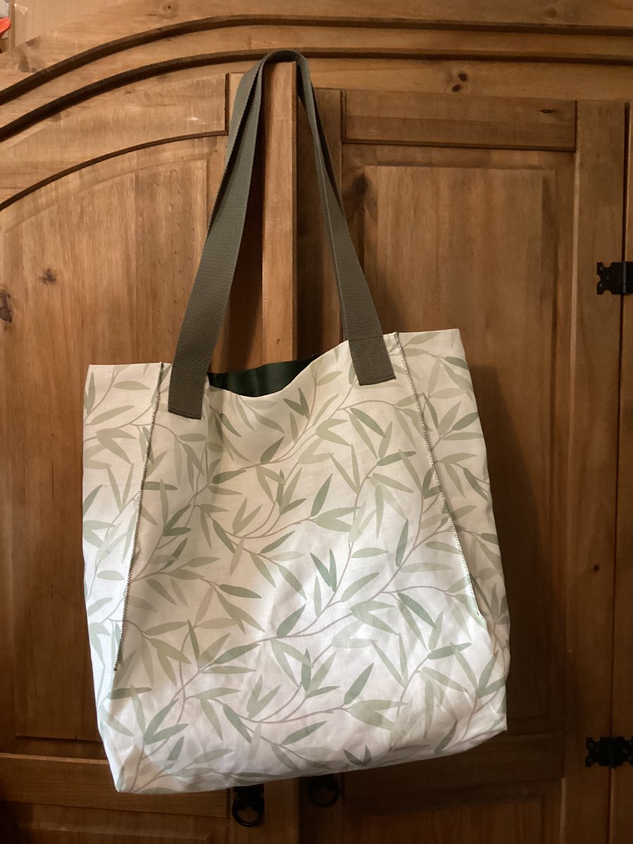 Large Tote bag, Laura Ashley Willow Leaf Hedgerow fabric,