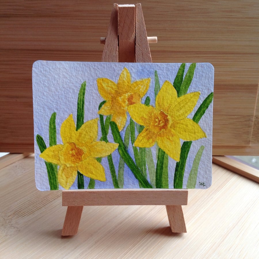 ACEO Original Daffodils watercolour