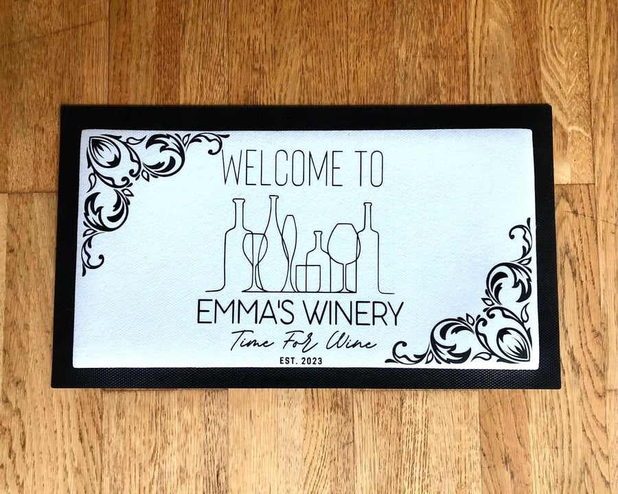 Personalised Wine Bar Mat Runner Customised Home Wine Bar Accessory Winery Gifts