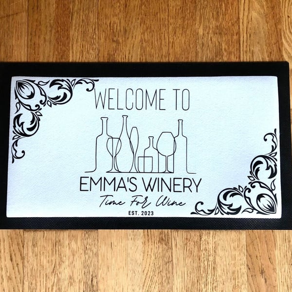 Personalised Wine Bar Mat Runner Customised Home Wine Bar Accessory Winery Gifts