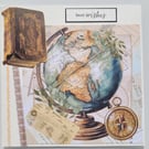 Vintage, travel inspired, Best Wishes any occasion blank card