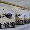 Pack of 5 Santas Sleigh pale gold Christmas Cards