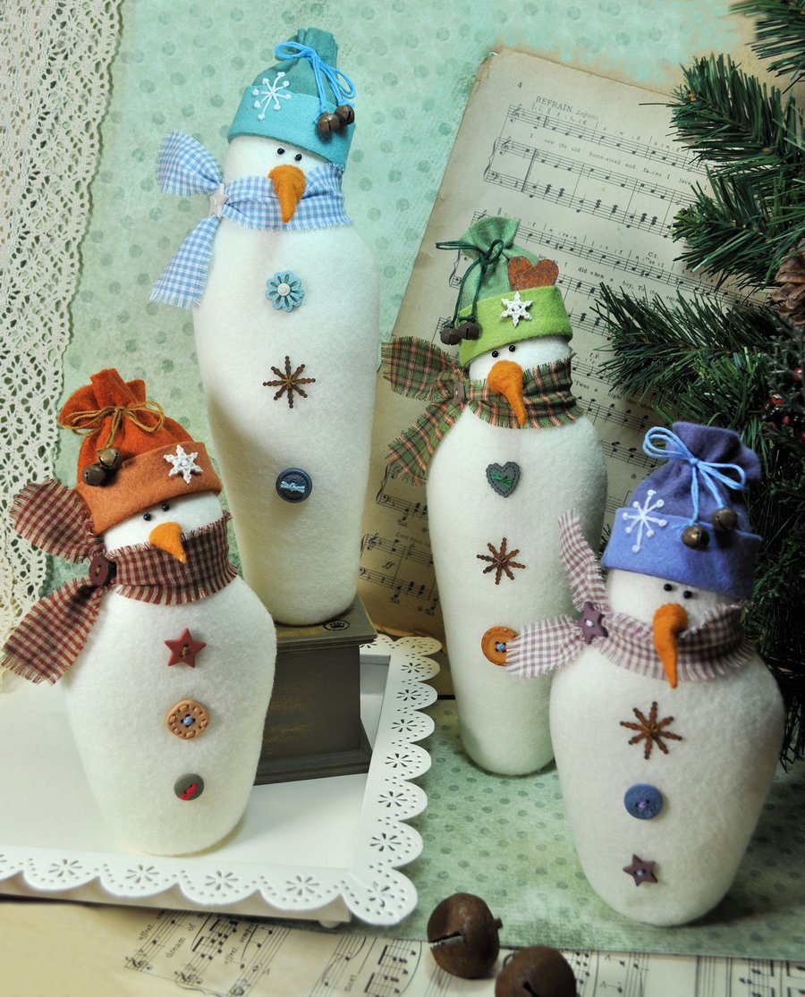 PDF - Sprinkles & Snowflake Snowman Felt Pattern - Christmas Decorations