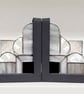 Stained Glass Monochrome Bookends Art Deco Design 