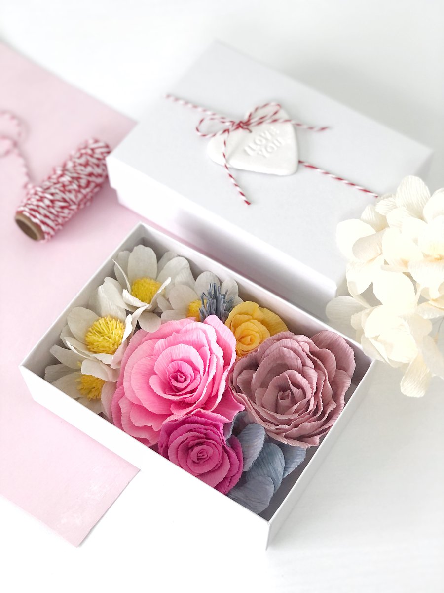 Colourful Paper Bouquet in a Box
