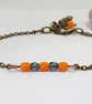 Dainty orange and blue Czech glass boho bead bracelet - Image 2