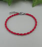 Red macrame bracelet for women. Adjustable 7" to 8" handmade bracelet.     
