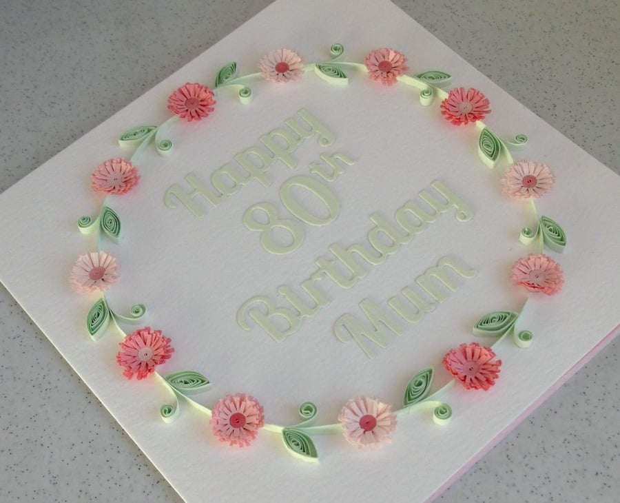 80th birthday card, paper quilling - Folksy