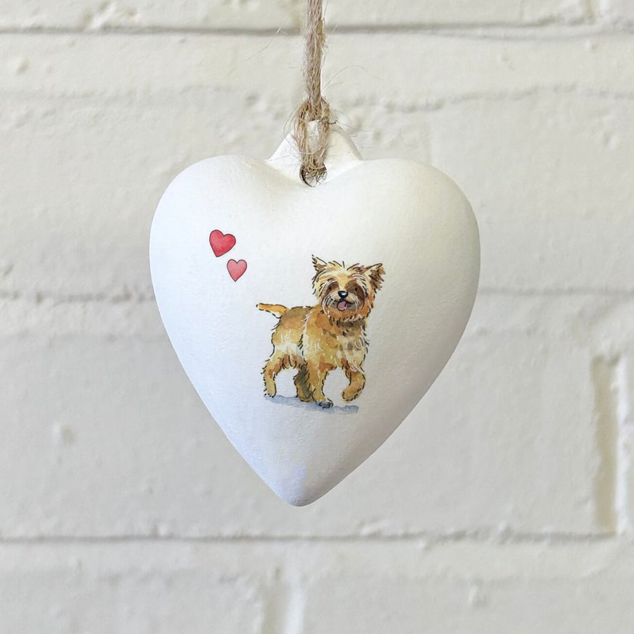 Cairn Terrier Tan Ceramic Heart Bauble
