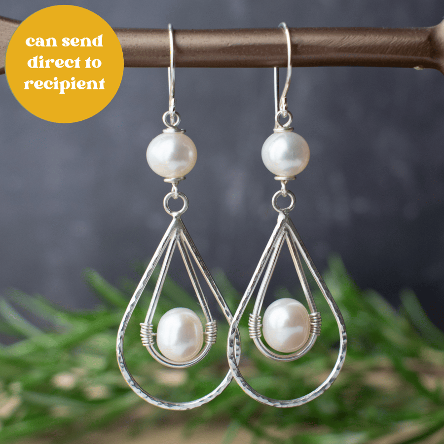 Pearl and Sterling Silver Statement Dangle Earrings