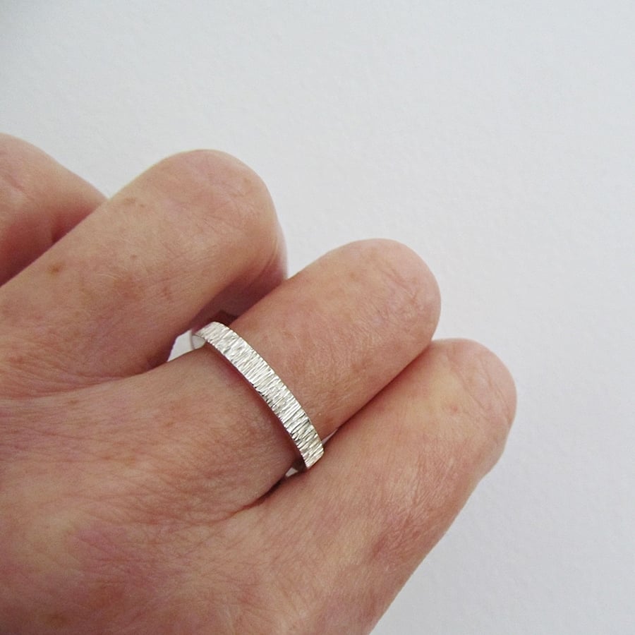 Textured Silver Ripple Ring