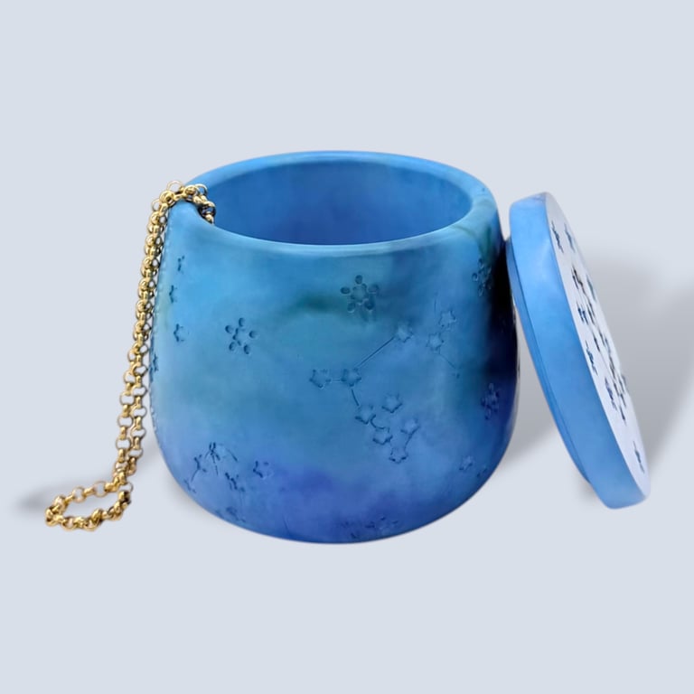 Blue, Green and Purple Marbled Jewellery Box – Handmade Trinket Pot with Lid