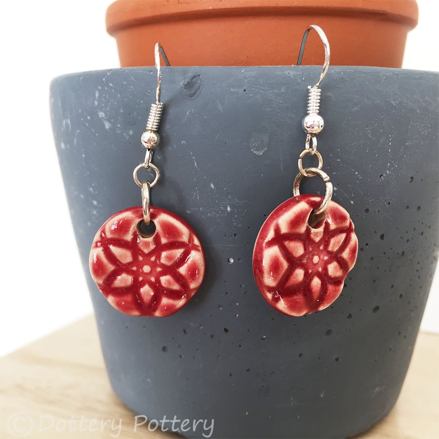 Handmade ceramic earrings on sterling silver ear wires