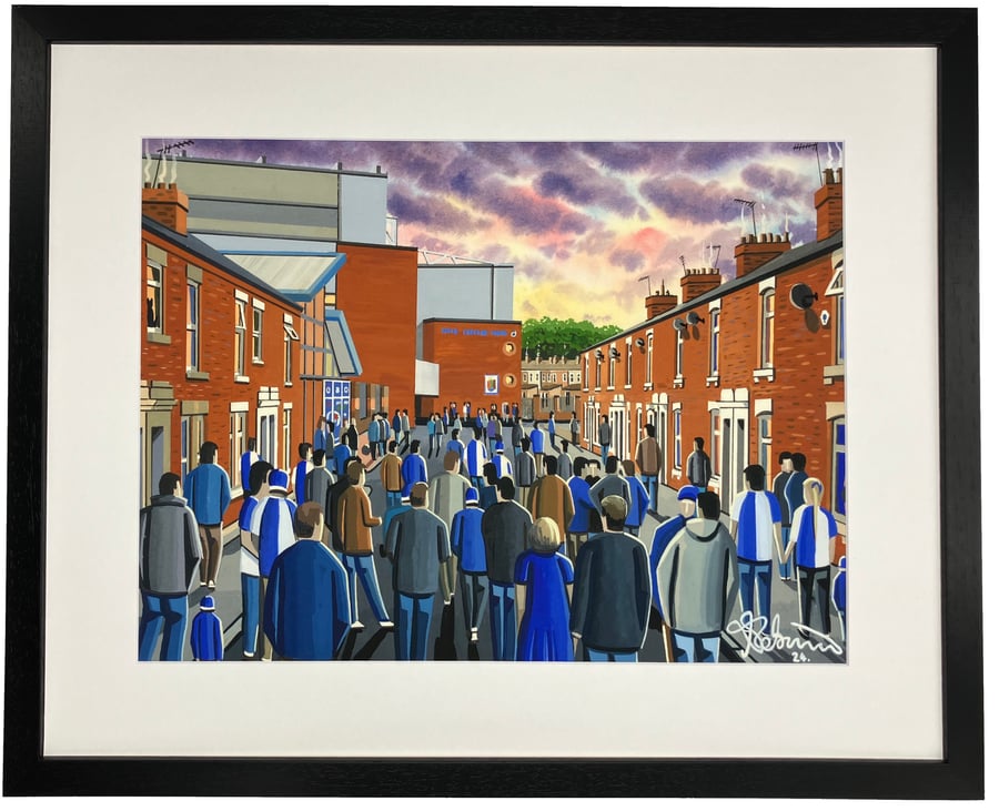 Blackburn Rovers, Ewood Park, Framed Football Art Print. 20" x 16" Frame Size