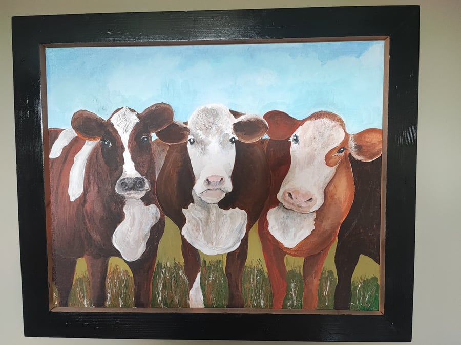 Acrylic Picture of Cows