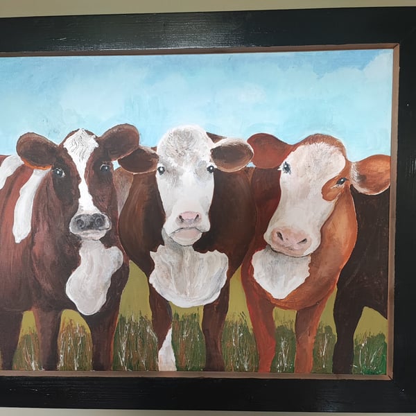 Acrylic Picture of Cows