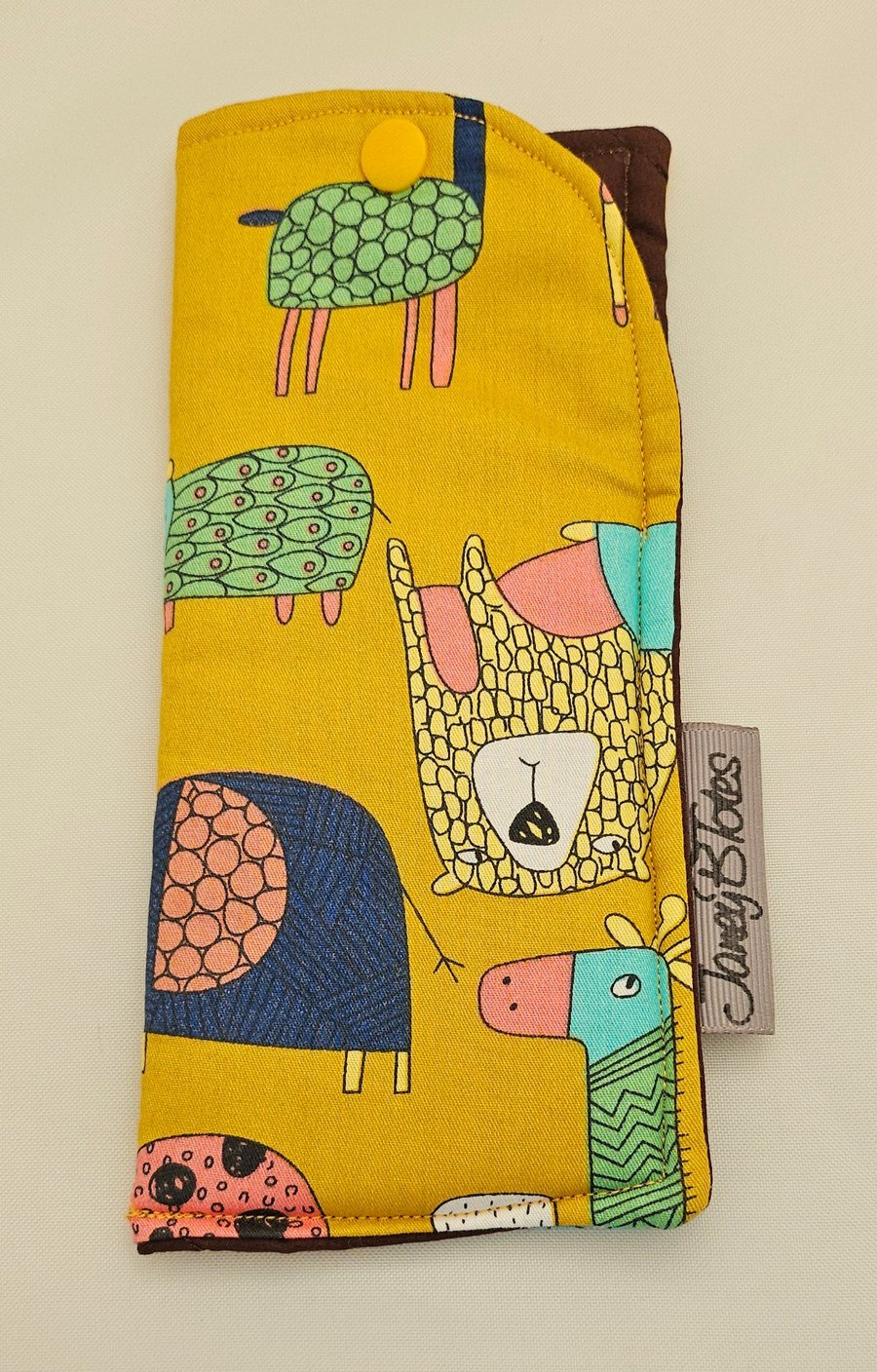 Quirky animal print glasses case. 