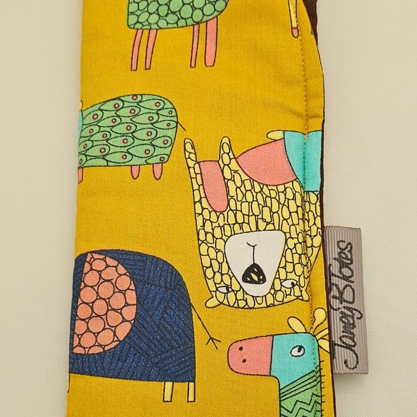 Quirky animal print glasses case. 