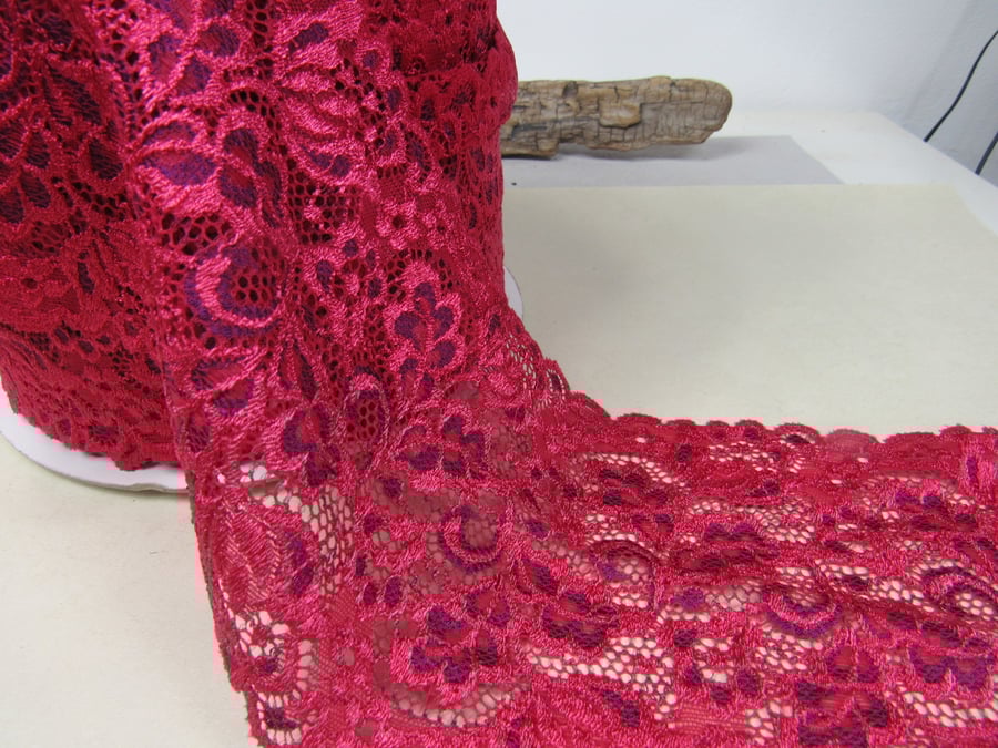 Dark Red Extra Wide Lace Trim