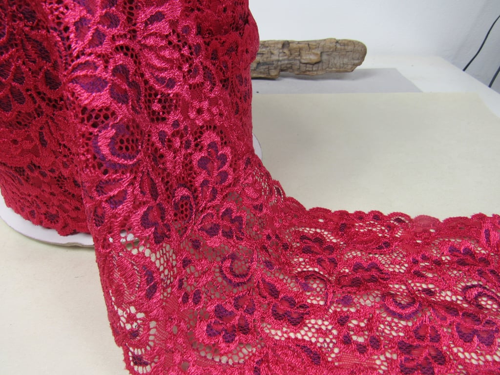 Dark Red Extra Wide Lace Trim