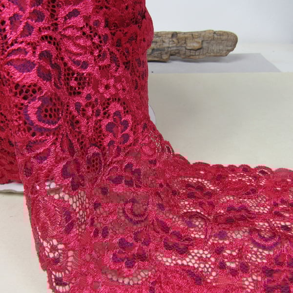 Dark Red Extra Wide Lace Trim