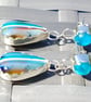Surfite & Blue Seaglass Earrings Fine & Sterling Silver Upcycled Jewellery Gift - Image 4