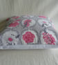 Grey and pink floral 1960s fabric cushion cover - Image 2