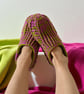Apple & Magenta Crochet Cozy Slipper Socks - Image 10