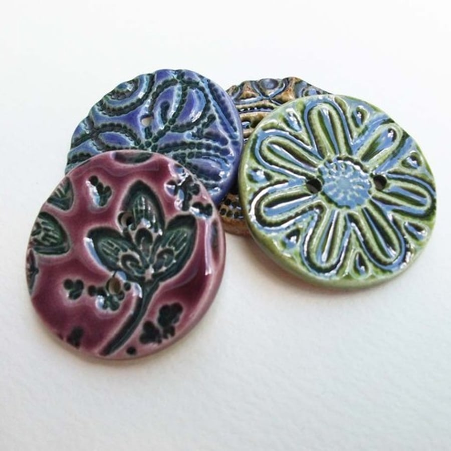 set of four large ceramic buttons