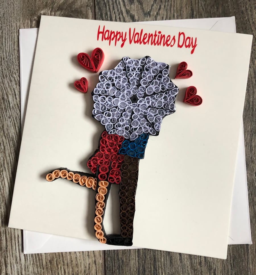 Stunning Handmade Quilled Valentines Couple Card