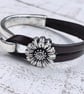 Women's Leather Bracelet, Wrap Boho Bracelet, Silver Plated Clasp - Image 2