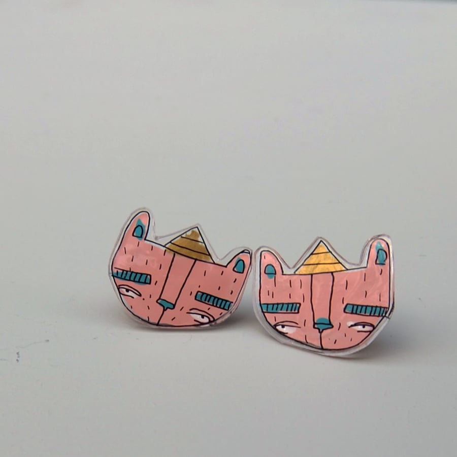 'Party Bear' Illustrated Ear studs