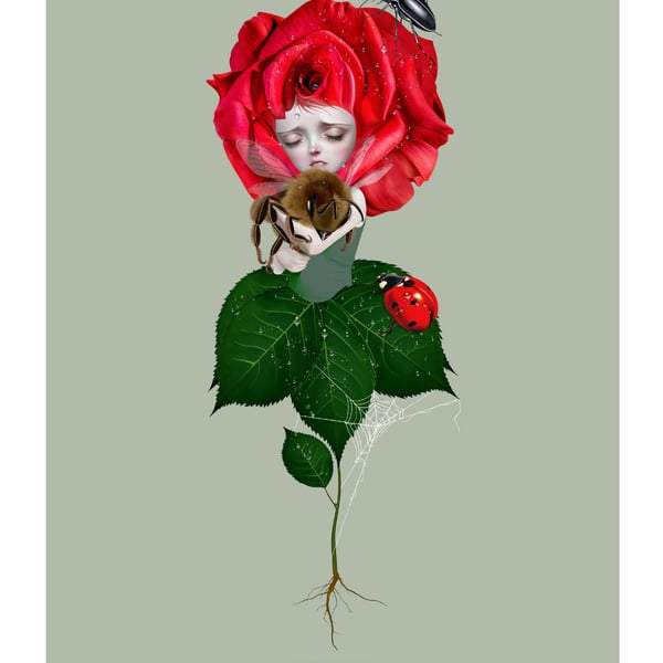 Surreal Flower Art Print - Remember Me Rose