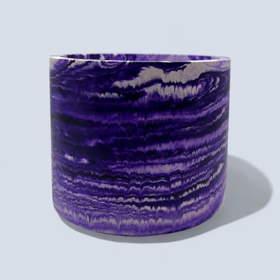 Large Purple Marbled Plant Pot - Unique Violet Indoor Planter