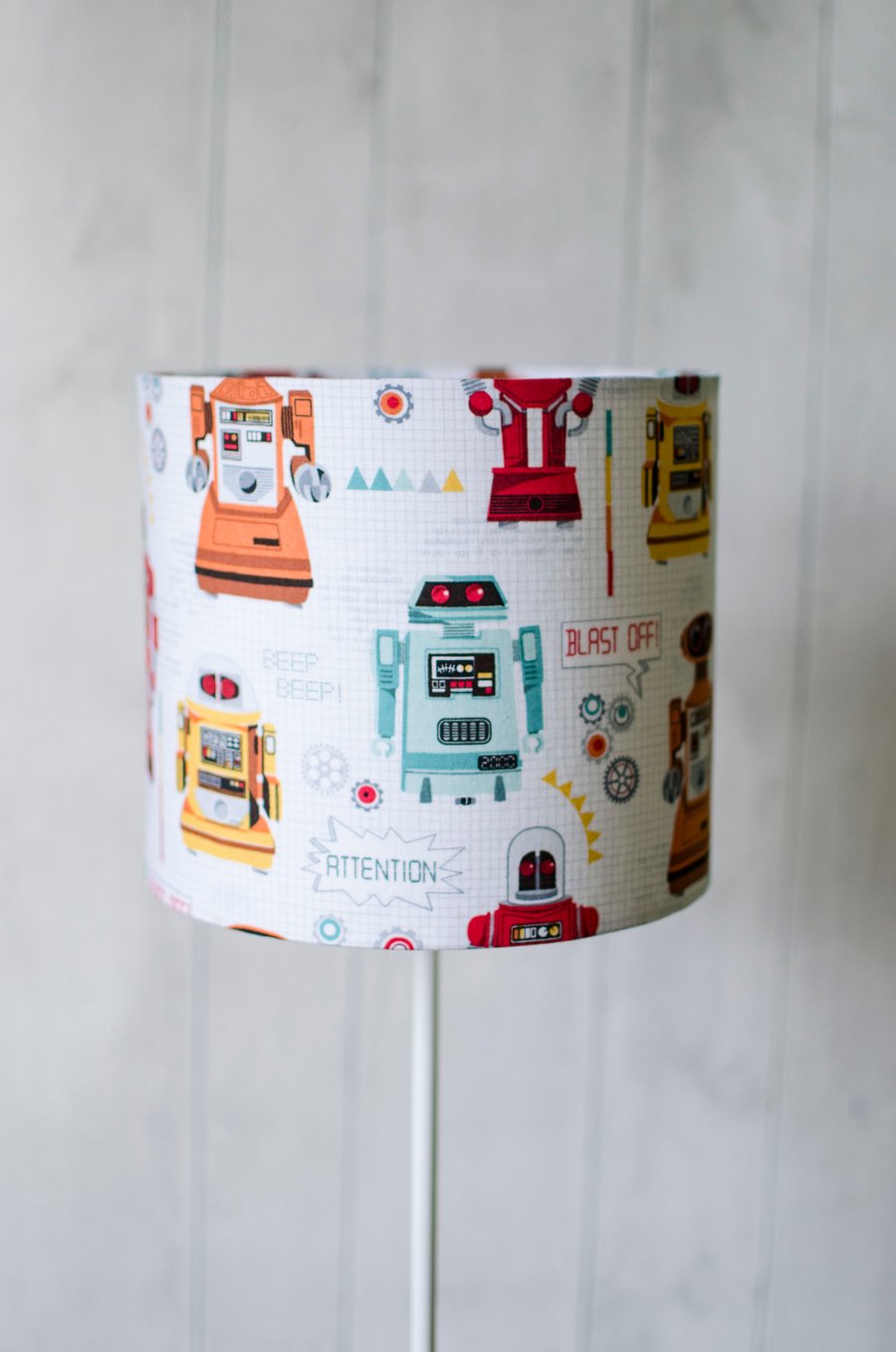 30cm Robot Lampshade, Kids bedroom lamp shade, nursery lamp