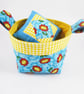 Bright and Cheerful Patchwork Table Top Sewing Basket and Pincushion Set - Image 4