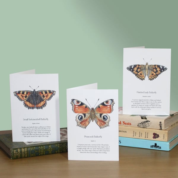 Butterfly greetings cards - pack of 3, A6 size blank notelets