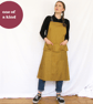 One-of-a-kind Ochre Denim Patchwork Apron, Adjustable Crossback, Upcycled