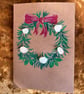 Hand painted Seaglass Christmas Wreath card 
