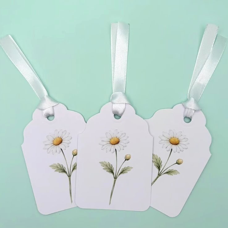 Daisy Birth Flower Gift Tags - Set of 3 Botanical April Flower.