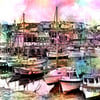Picture of Mevagissey Harbour, Digital Art Print 'Colours' Boats, Cornwall