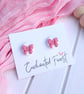 Pink Bow Stud Earrings, Cottagecore Jewellery, Accessories & Gifts
