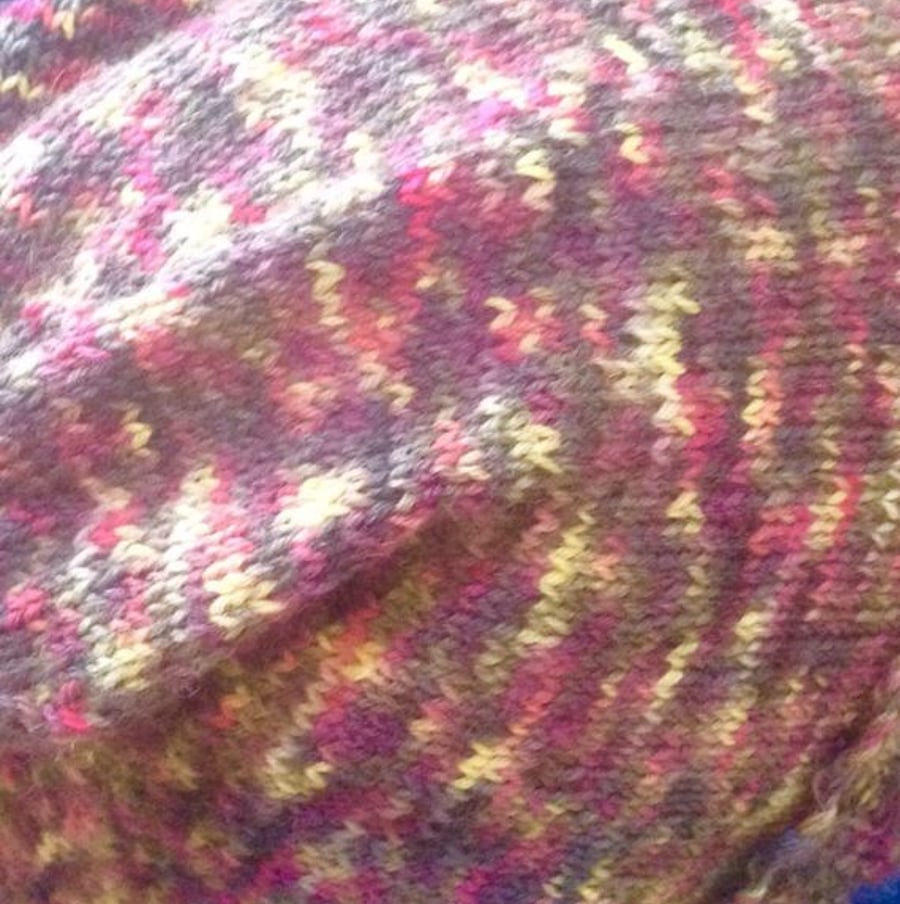 Beanie Slouch Hat Hand Knit Merino Wool